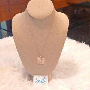Sevilla Sterling Silver Rose Quartz Elephant Pendant with Chain NEW
